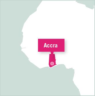 Carte des missions de volontariat au Ghana